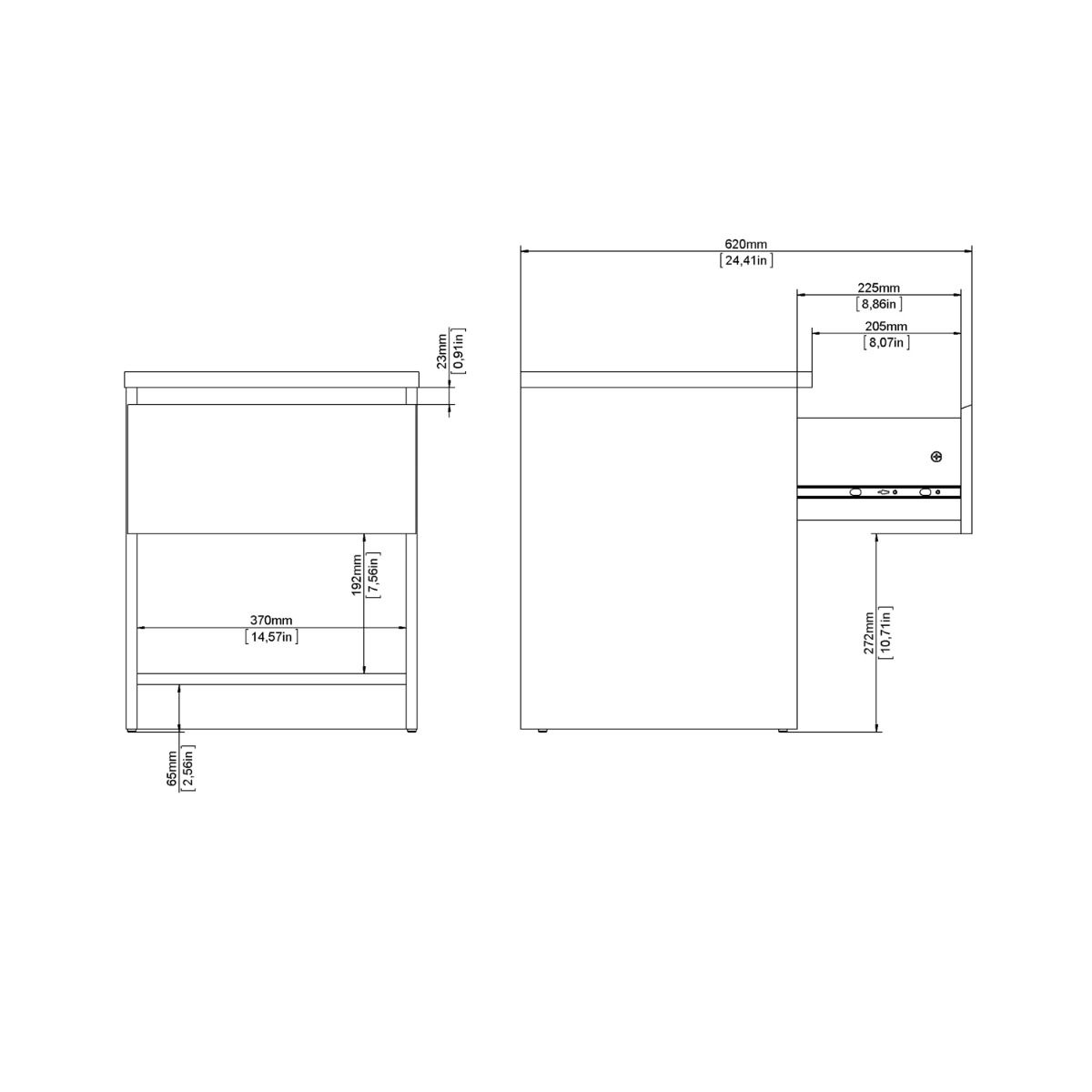 Naia Bedside with 1 Drawer 1 Shelf in Black Matt