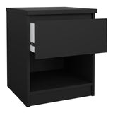 Naia Bedside with 1 Drawer 1 Shelf in Black Matt