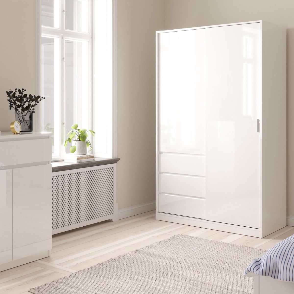 Naia Wardrobe with 1 Sliding Door 1 Door 3 Drawers