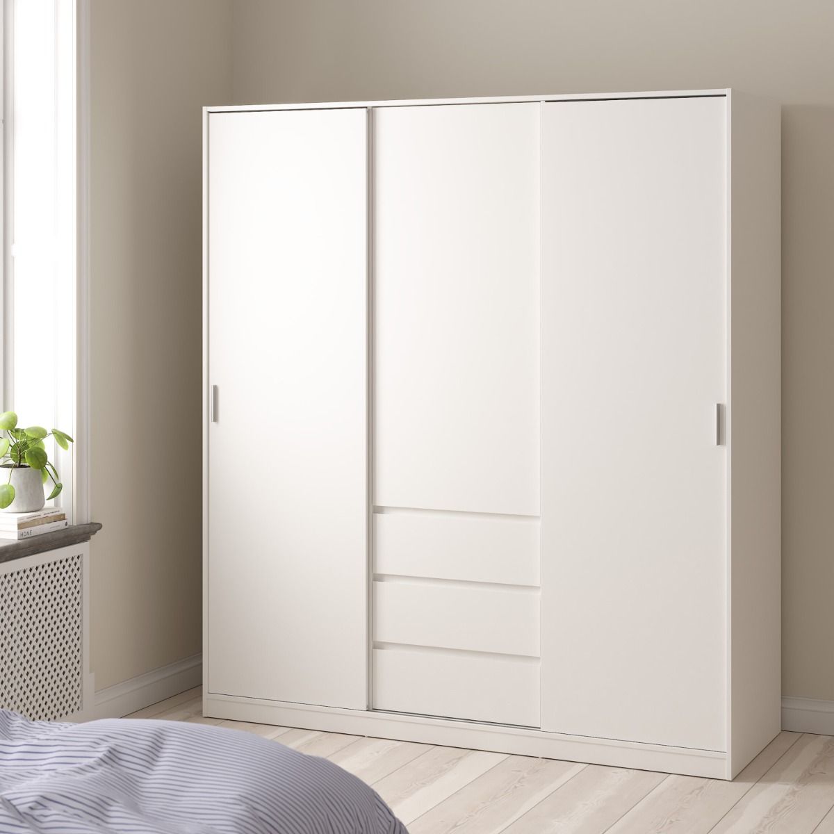 Naia Wardrobe with 2 Sliding Doors 1 Door 3 Drawers