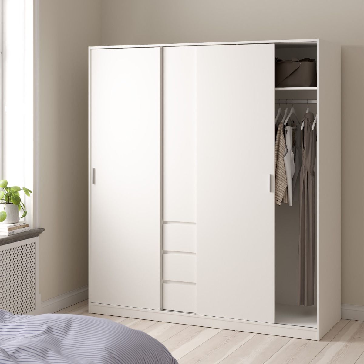 Naia Wardrobe with 2 Sliding Doors 1 Door 3 Drawers