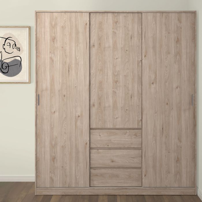 Naia Wardrobe with 2 Sliding Doors 1 Door 3 Drawers