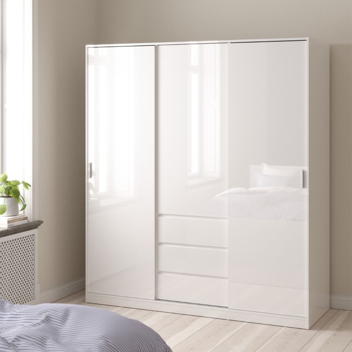 Naia Wardrobe with 2 Sliding Doors 1 Door 3 Drawers