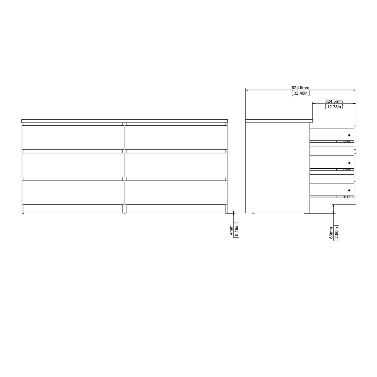 Naia Wide Chest of 6 Drawers