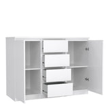 Naia Sideboard with 4 Drawers 2 Doors in White High Gloss