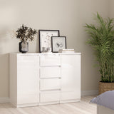 Naia Sideboard with 4 Drawers 2 Doors in White High Gloss