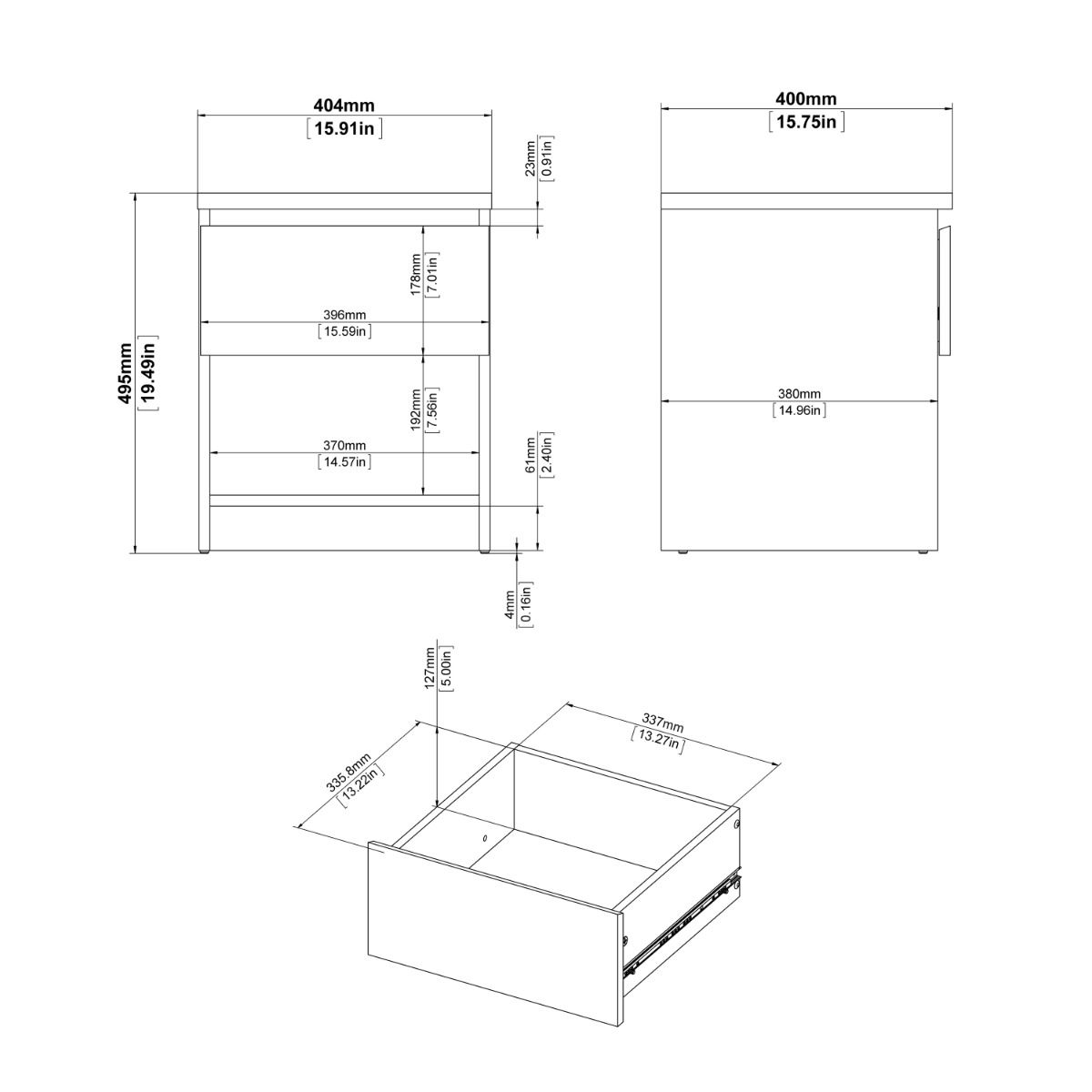 Naia Bedside 1 Drawer 1 Shelf