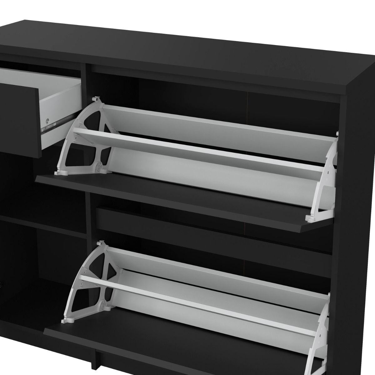 Naia Shoe Cabinet with 2 Flip Down Doors 1 Door and 1 Drawer