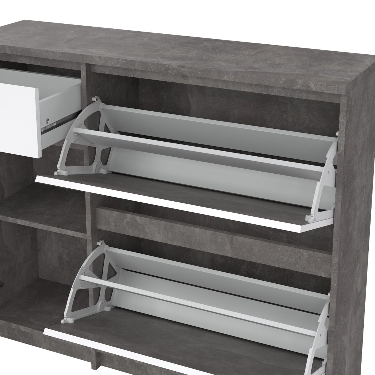 Naia Shoe Cabinet with 2 Flip Down Doors 1 Door and 1 Drawer