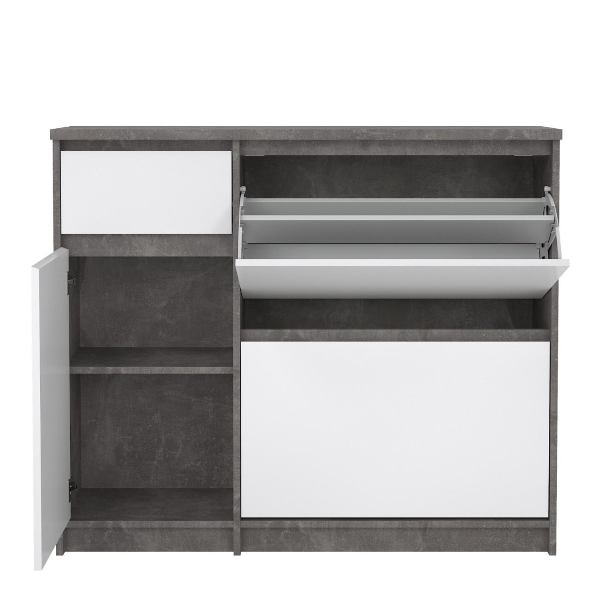 Naia Shoe Cabinet with 2 Flip Down Doors 1 Door and 1 Drawer