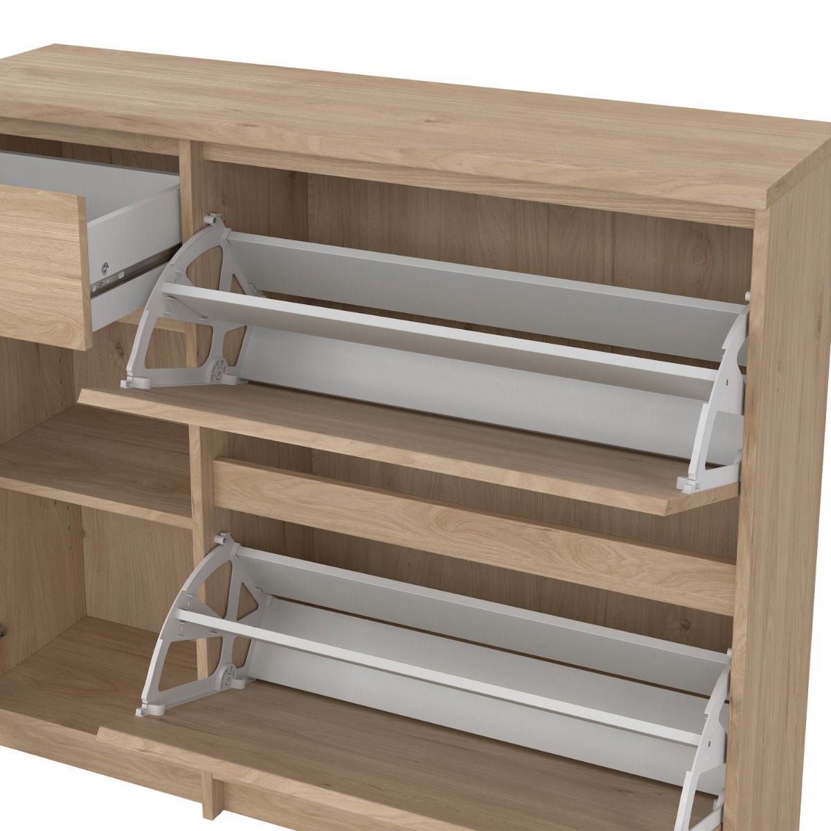 Naia Shoe Cabinet with 2 Flip Down Doors 1 Door and 1 Drawer