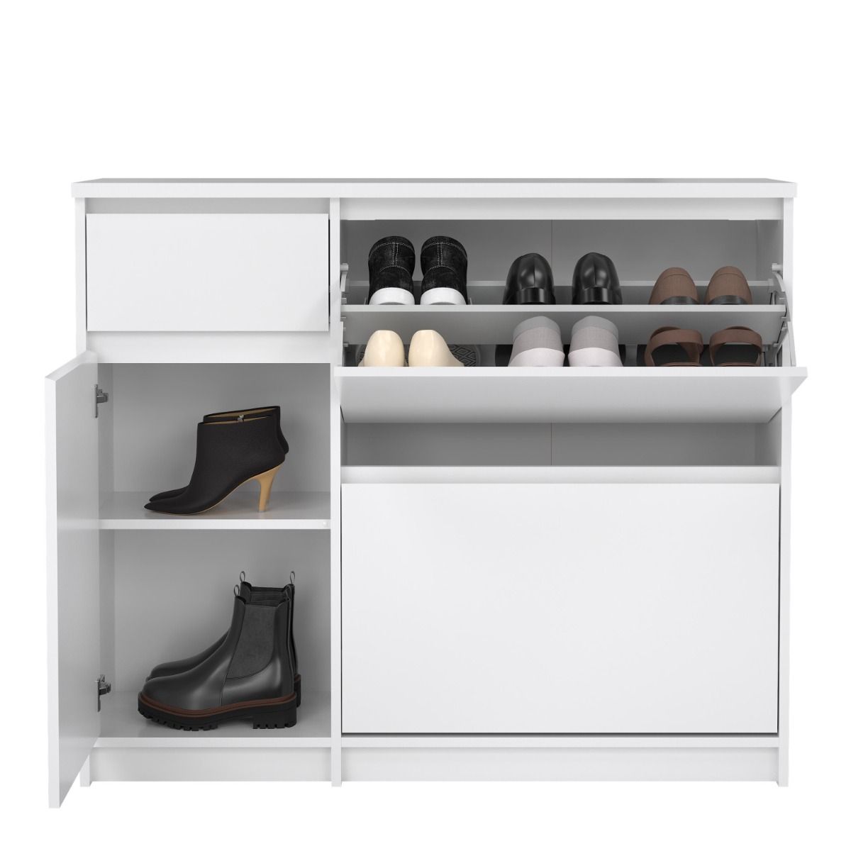 Naia Shoe Cabinet with 2 Flip Down Doors 1 Door and 1 Drawer