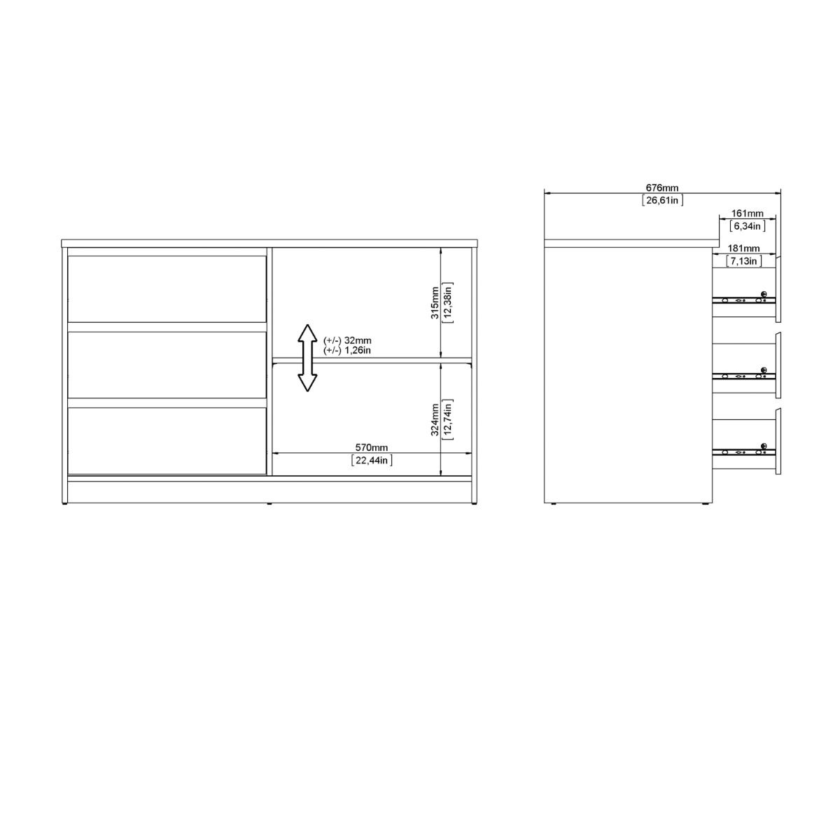 Naia Storage Unit with 1 Sliding Door and 3 Drawers