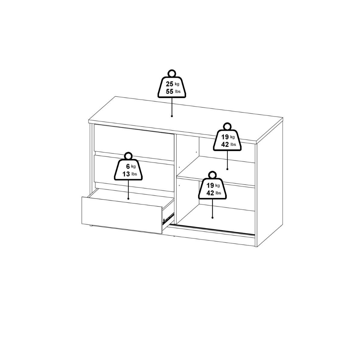 Naia Storage Unit with 1 Sliding Door and 3 Drawers