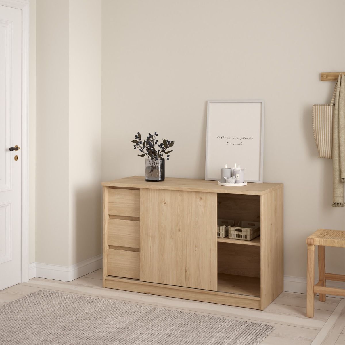 Naia Storage Unit with 1 Sliding Door and 3 Drawers