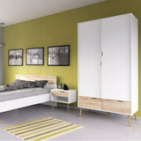 Oslo Package - Bedside 1 Drawer + Chest of 5 Drawers (2+3) + Wardrobe 2 Doors 2 Drawers