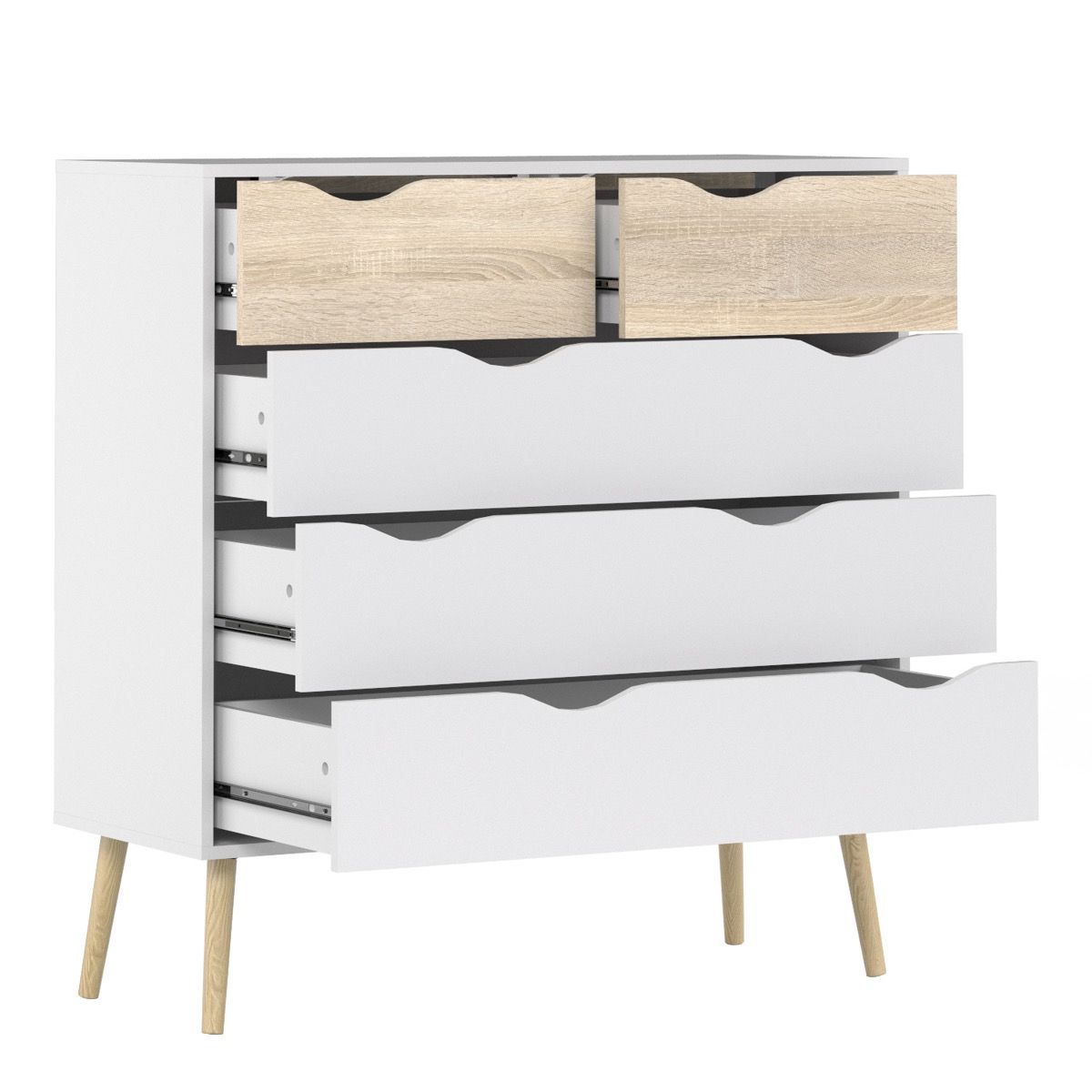 Oslo Package - Bedside 1 Drawer + Chest of 5 Drawers (2+3) + Wardrobe 3 Doors 3 Drawers