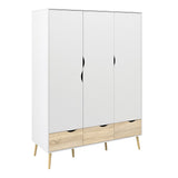 Oslo Package - Bedside 1 Drawer + Chest of 5 Drawers (2+3) + Wardrobe 3 Doors 3 Drawers