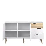Oslo Large Sideboard 3 Drawers 2 Doors in White and Brown
