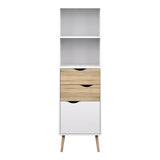 Oslo Bookcase with 2 Drawers and 1 Door White and Brown