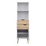 Oslo Bookcase with 2 Drawers and 1 Door White and Brown