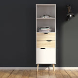 Oslo Bookcase with 2 Drawers and 1 Door White and Brown