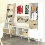 Oslo Bookcase with 2 Drawers and 1 Door White and Brown
