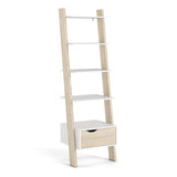 Oslo Leaning Bookcase 1 Drawer in White and Brown