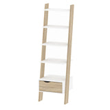 Oslo Leaning Bookcase 1 Drawer in White and Brown
