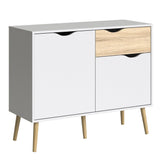 Oslo Sideboard Small 1 Drawer 2 Doors in White and Brown