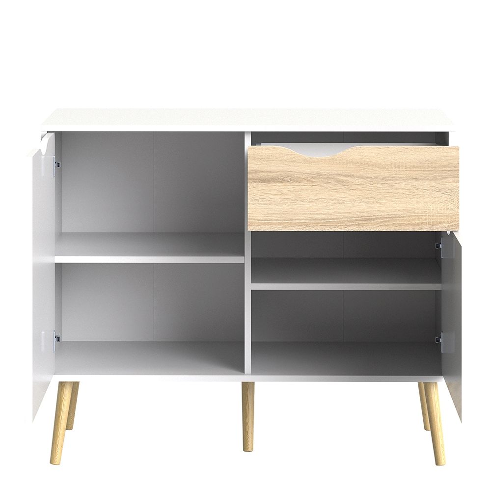 Oslo Sideboard Small 1 Drawer 2 Doors in White and Brown