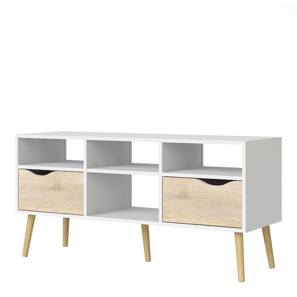 Oslo TV Unit Wide 2 Drawers 4 Shelves