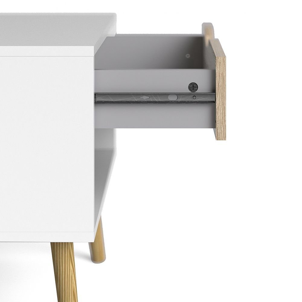 Oslo Bedside 1 Drawer in White and Brown