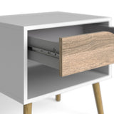 Oslo Bedside Cabinet with 1 Drawer in White and Brown