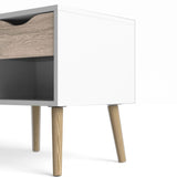 Oslo Bedside Cabinet with 1 Drawer in White and Brown