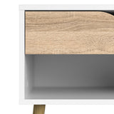Oslo Bedside 1 Drawer in White and Brown