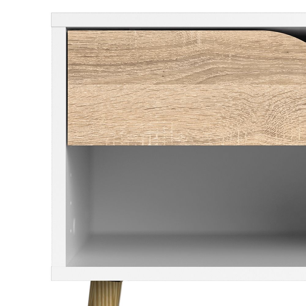 Oslo Bedside Cabinet with 1 Drawer in White and Brown