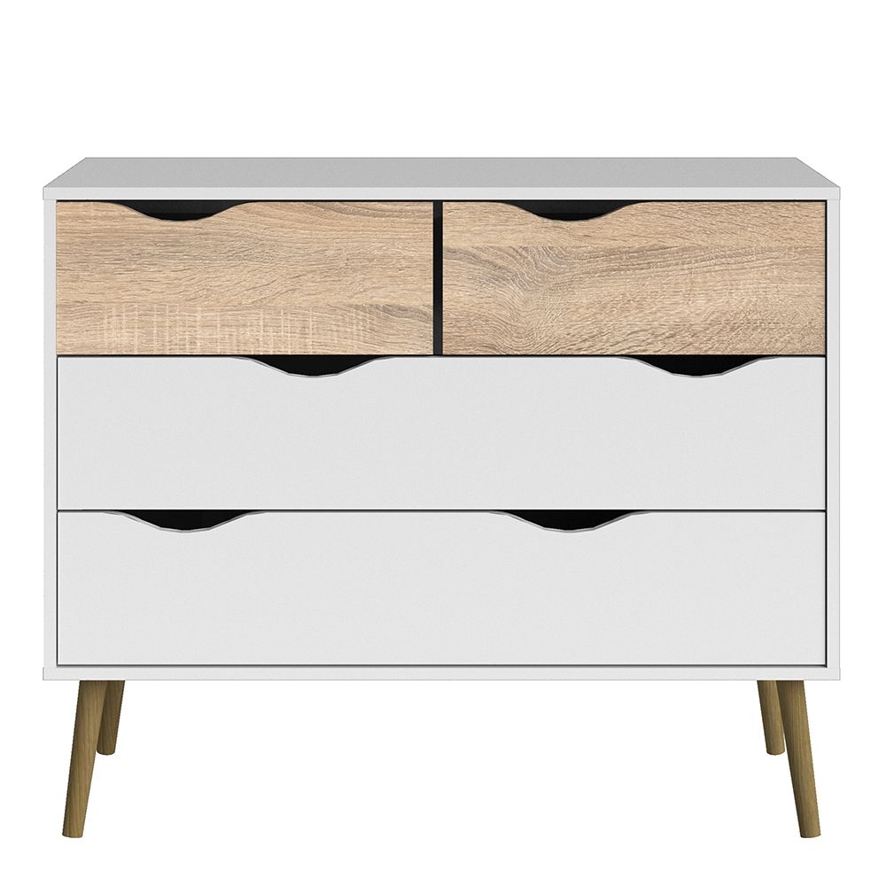 Oslo Chest of 4 Drawers in White and Brown