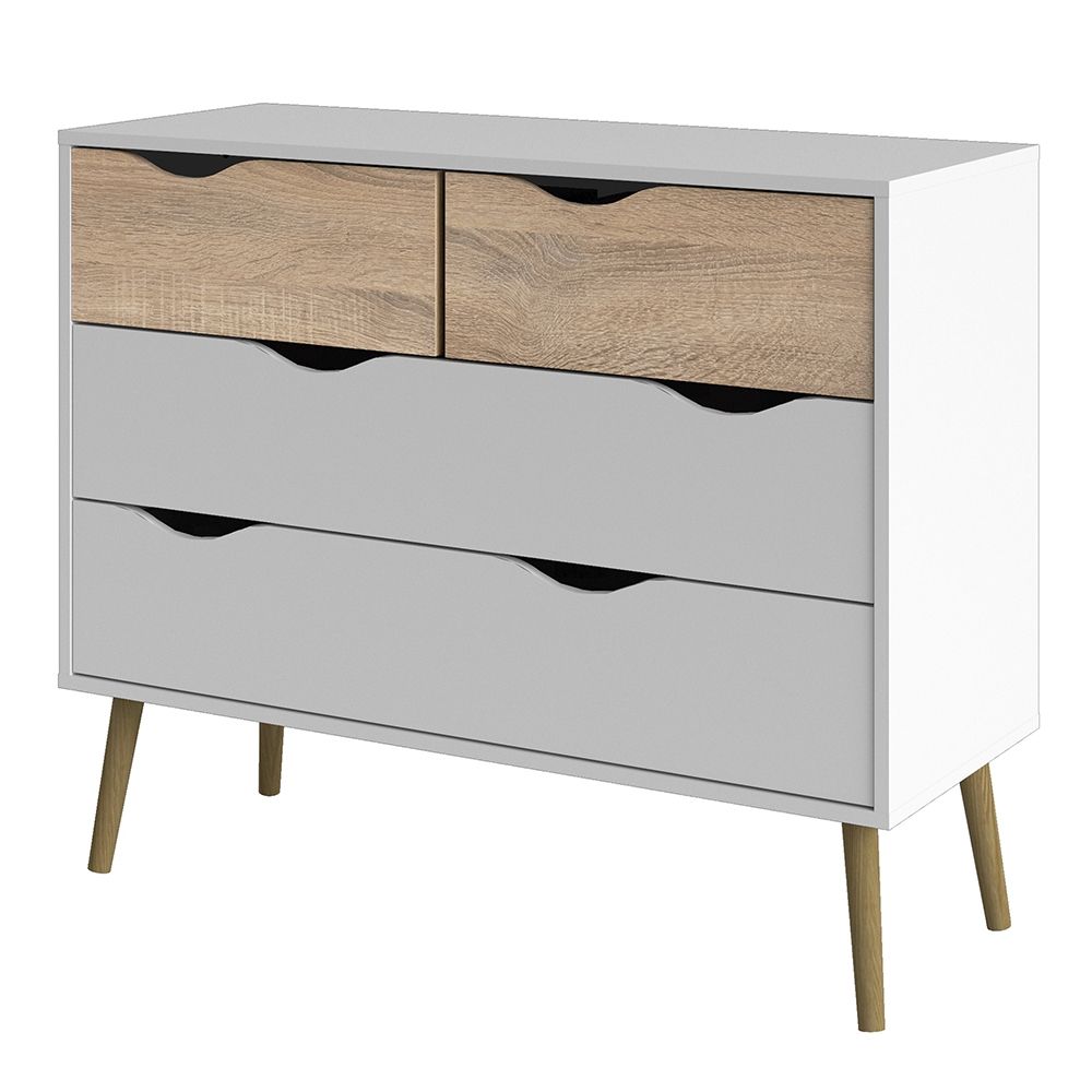 Oslo Chest of 4 Drawers in White and Brown