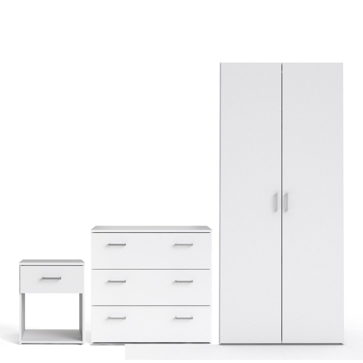 Space Package - Bedside 1 Drawer + Chest of 3 Drawers + Wardrobe with 2 Doors