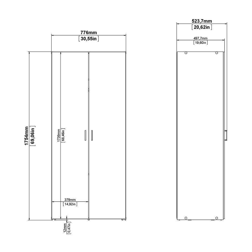 Space Package - Bedside 1 Drawer + Chest of 3 Drawers + Wardrobe with 2 Doors
