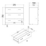 Space Package - Bedside 1 Drawer + Chest of 3 Drawers + Wardrobe with 2 Doors
