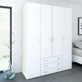 Space Wardrobe - 4 Doors 3 Drawers