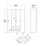 Space Wardrobe - 4 Doors 3 Drawers
