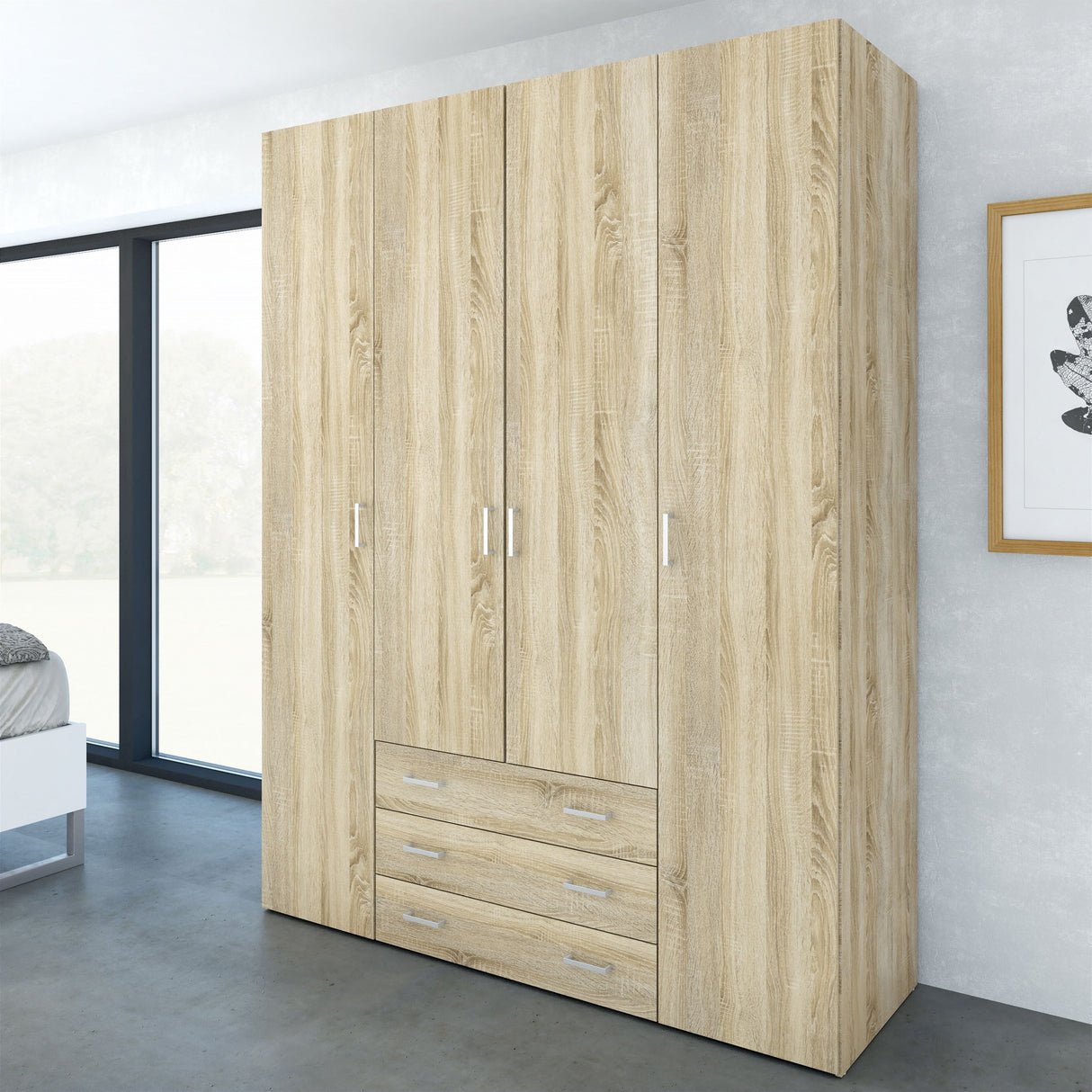 Space Wardrobe - 4 Doors 3 Drawers