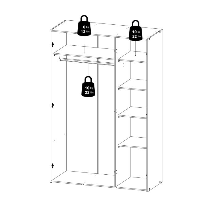 Space Wardrobe with 3 doors White