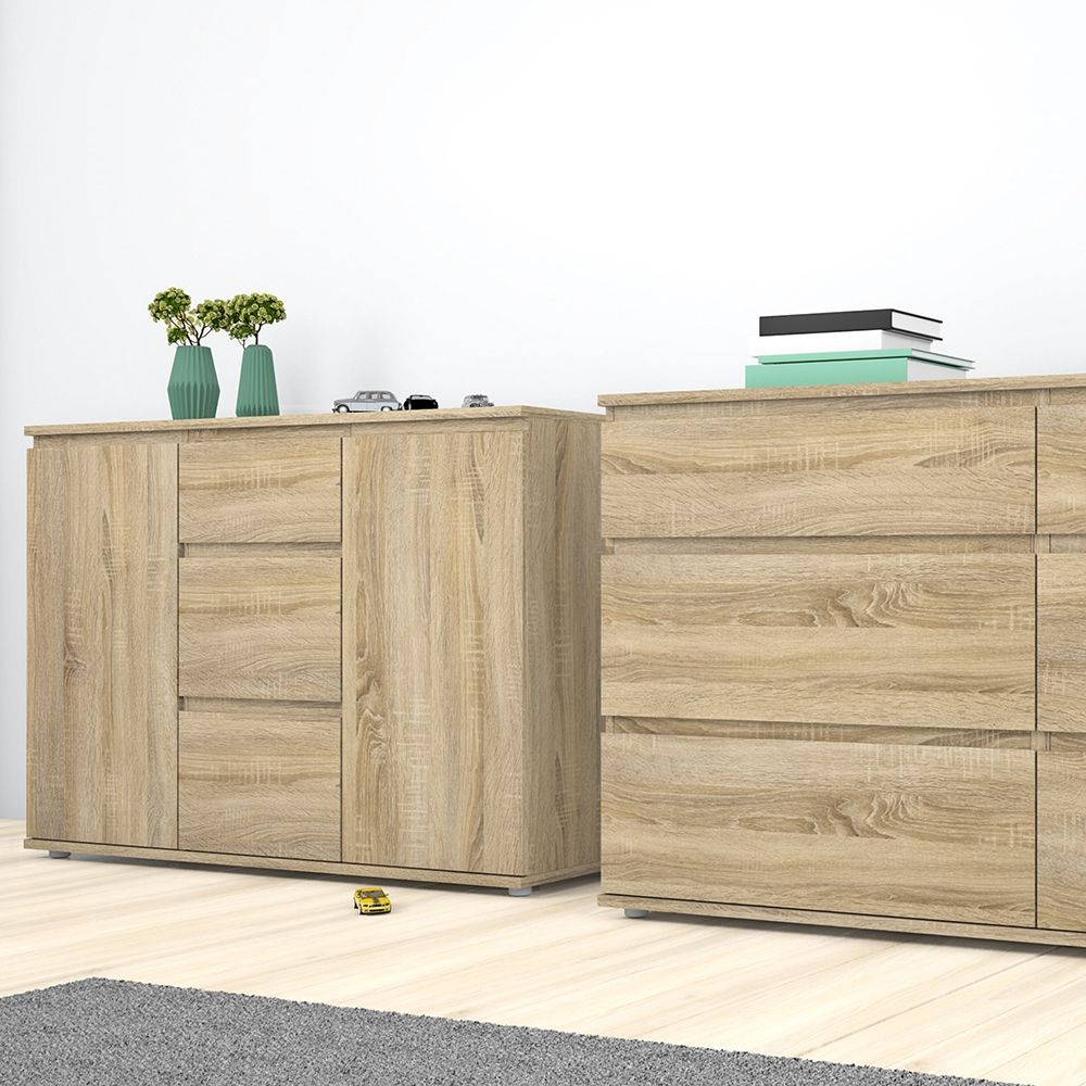 Nova Sideboard 3 Drawers 2 Doors in Light Brown