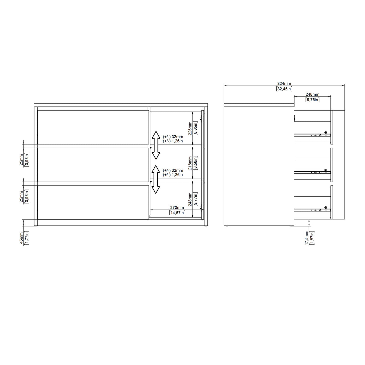 Next Sideboard with 1 Door and 3 Drawers