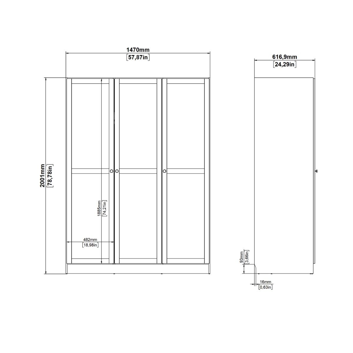 Brande Wardrobe with 3 Frame Doors