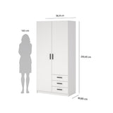 Sprint Wardrobe with 2 Doors + 3 Drawers